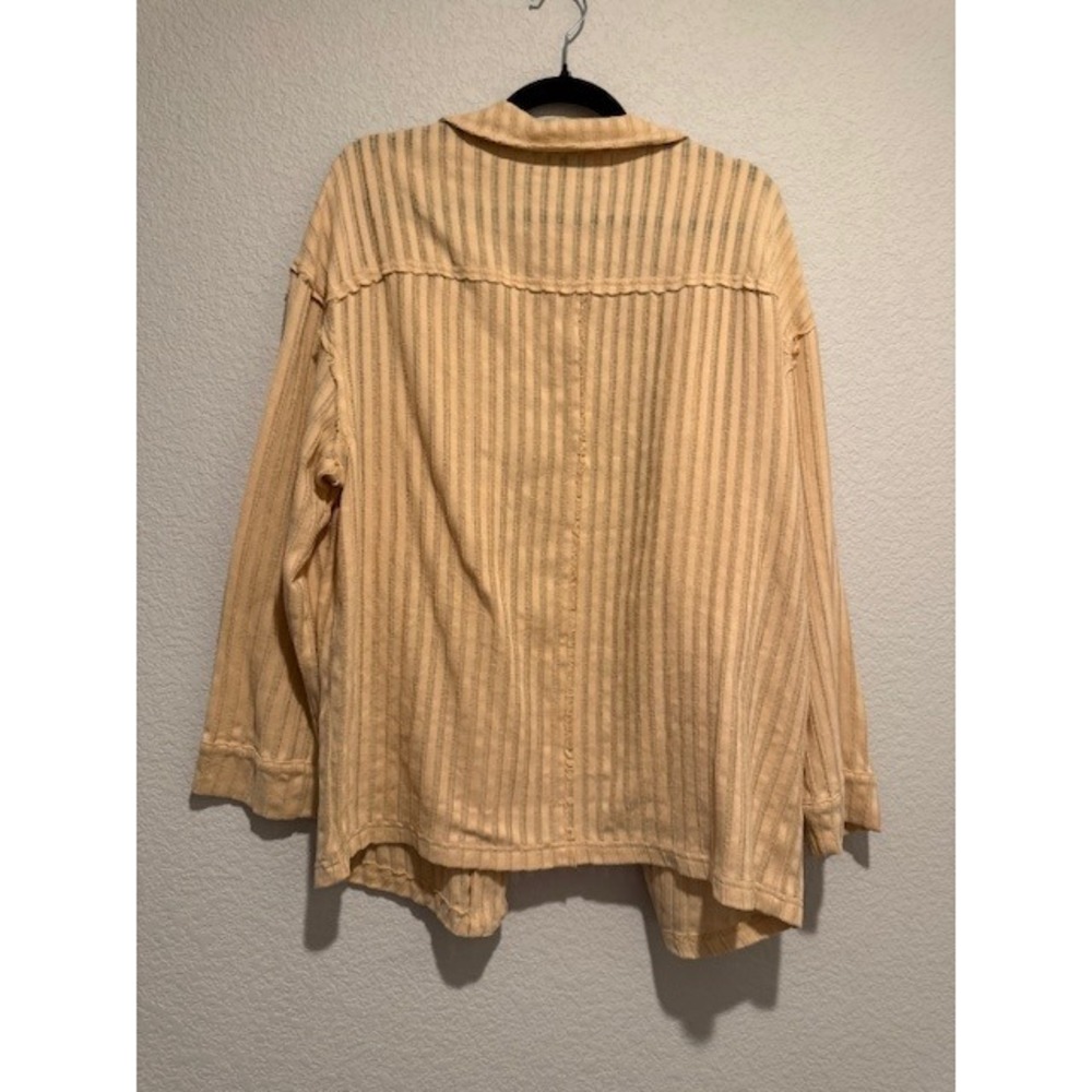 Free People Beach free-est Pacific Striped Shirt Jacket Oversized mustard seed L - Picture 4 of 7